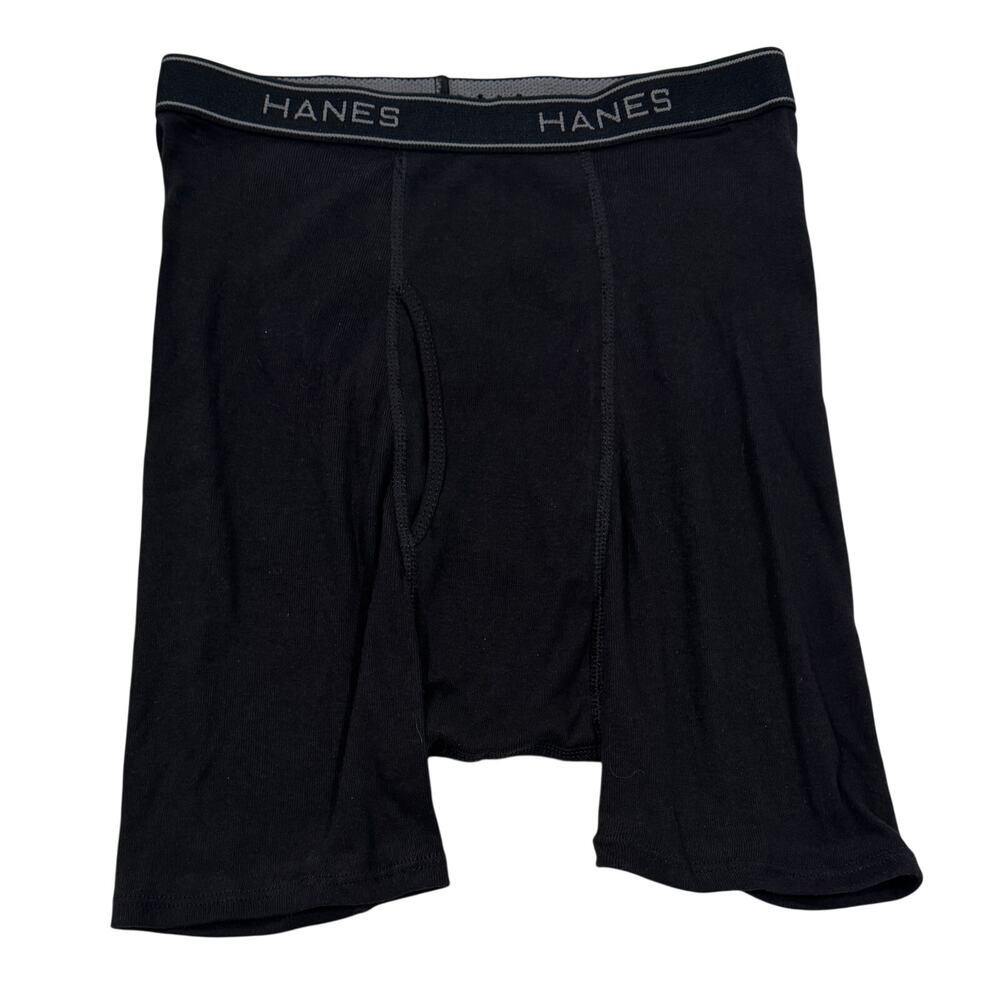 M3-46(1) HANES Men's 100% Cotton Control Flex Boxer Brief Black Small